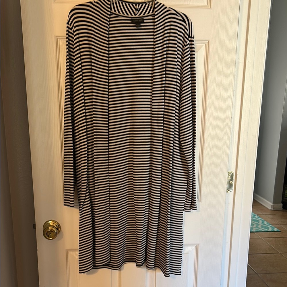 Striped Black and White open cardigan